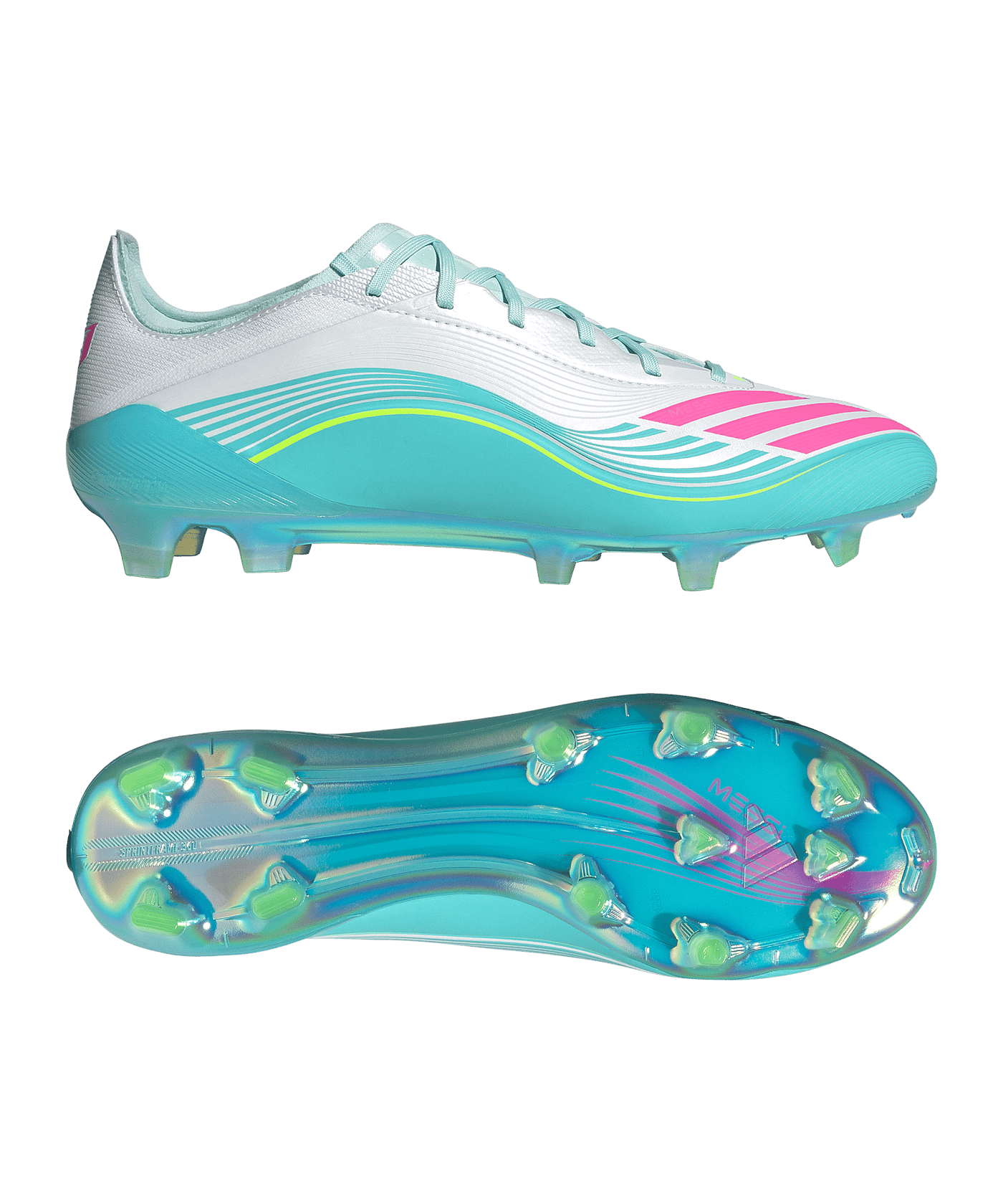 adidas Chaussures de football F50 Messi Elite FG - EU 42 2/3 Ftwr White / Lucid Pink / Flash Aqua