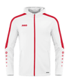 JAKO Power Kapuzenjacke Weiss Rot F004