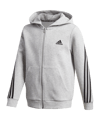 adidas 3 Stripes Doubleknit Kapuzenjacke Kids Grau - grau