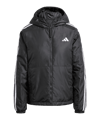 adidas Essentials 3-Stripes Kapuzenjacke Schwarz - schwarz
