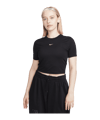 Nike Essential Crop T-Shirt Damen Schwarz F010