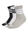 adidas 3 Stripes Mid Cut 3er Pack Socken Grau