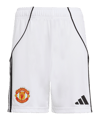 adidas Manchester United Pantaloncini Home 2025/2026 Kids Bílá