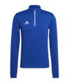 Sweat-shirt à col zippé mi-hauteur adidas Entrada 22 bleu blanc