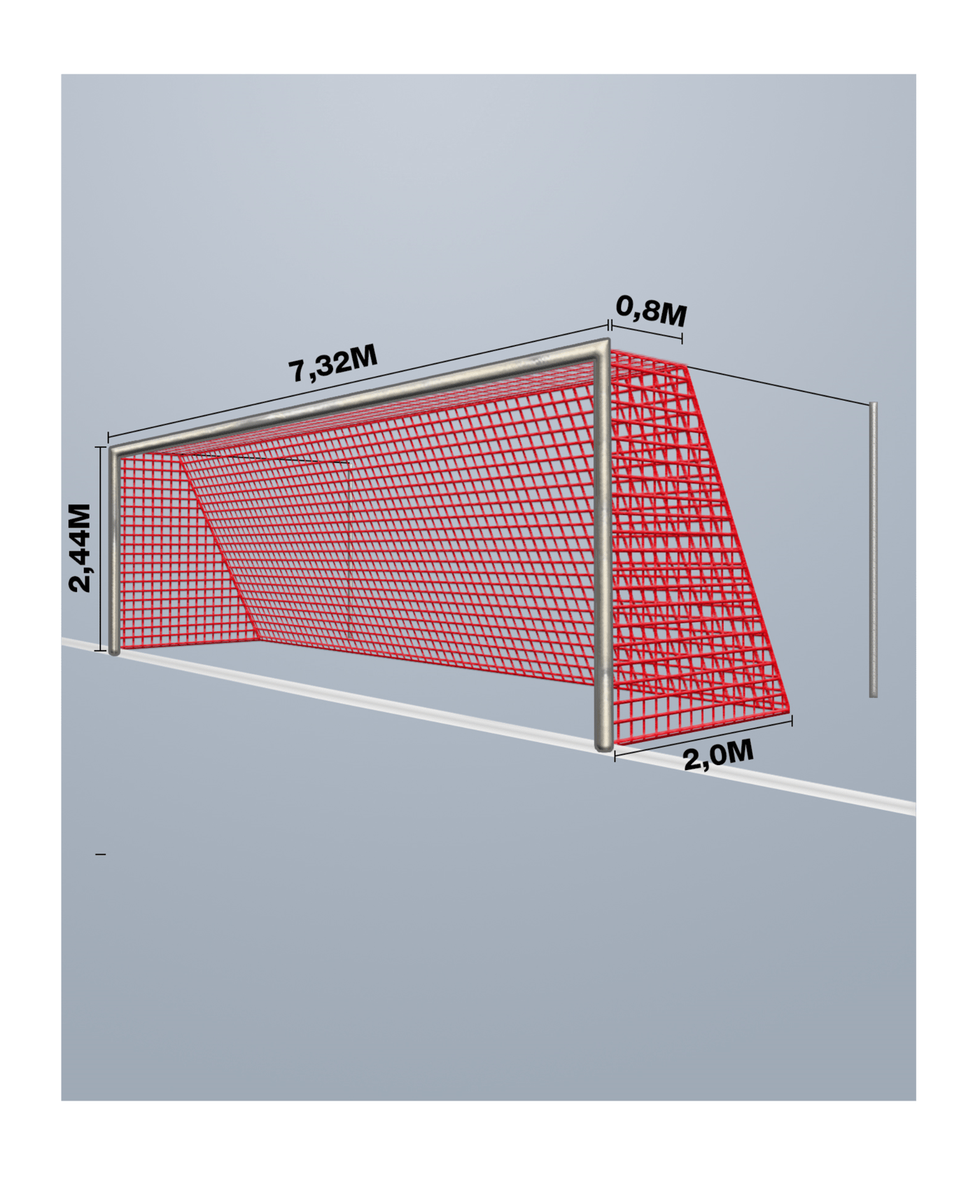 Cawila Tornetz 7,50x2,50m | Tiefe 0,8x2,0m - rot