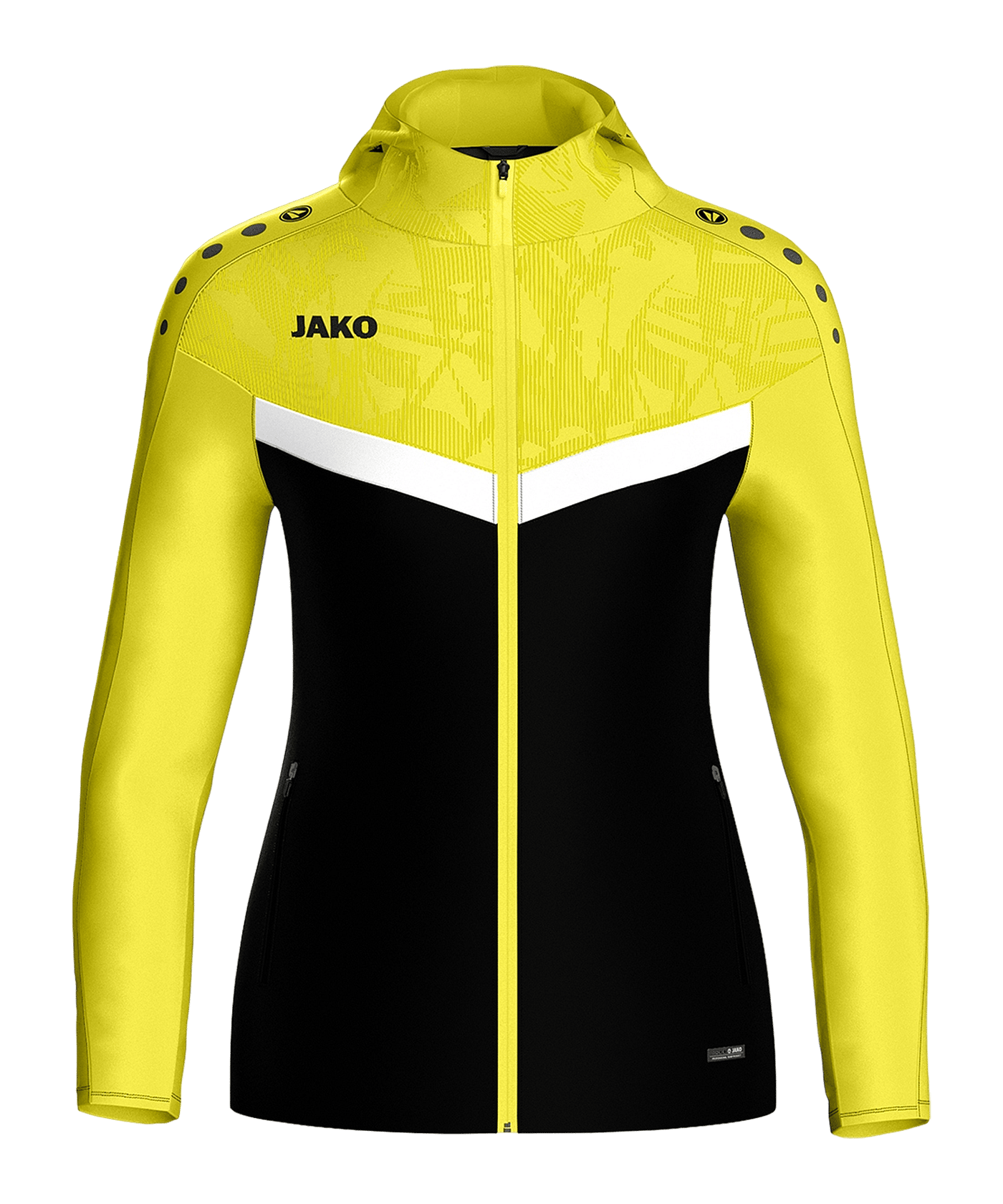 JAKO Iconic Kapuzenjacke Damen Schwarz Gelb F808 - schwarz
