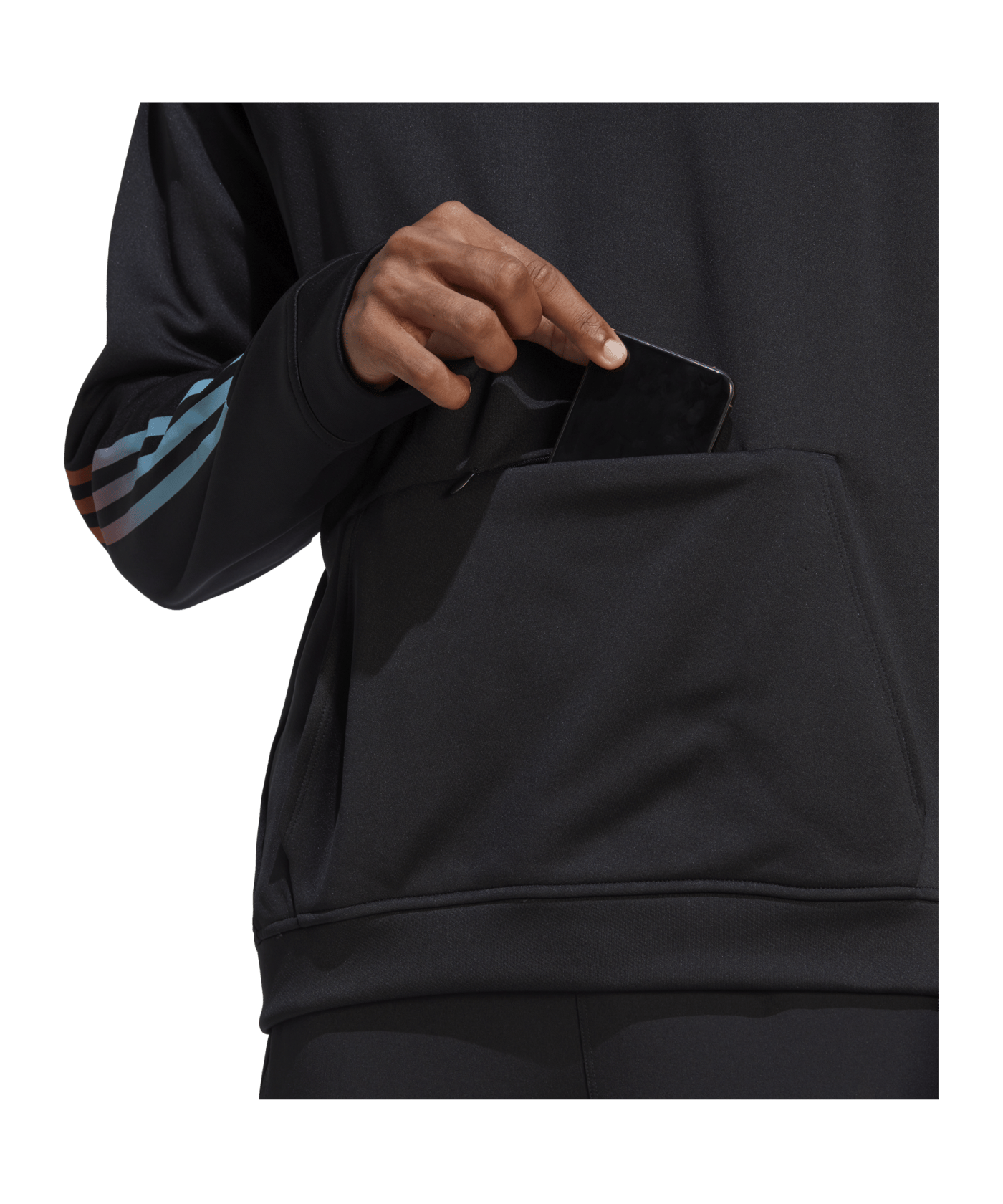adidas 3-Stripes Hoody Schwarz Blau Rot - schwarz