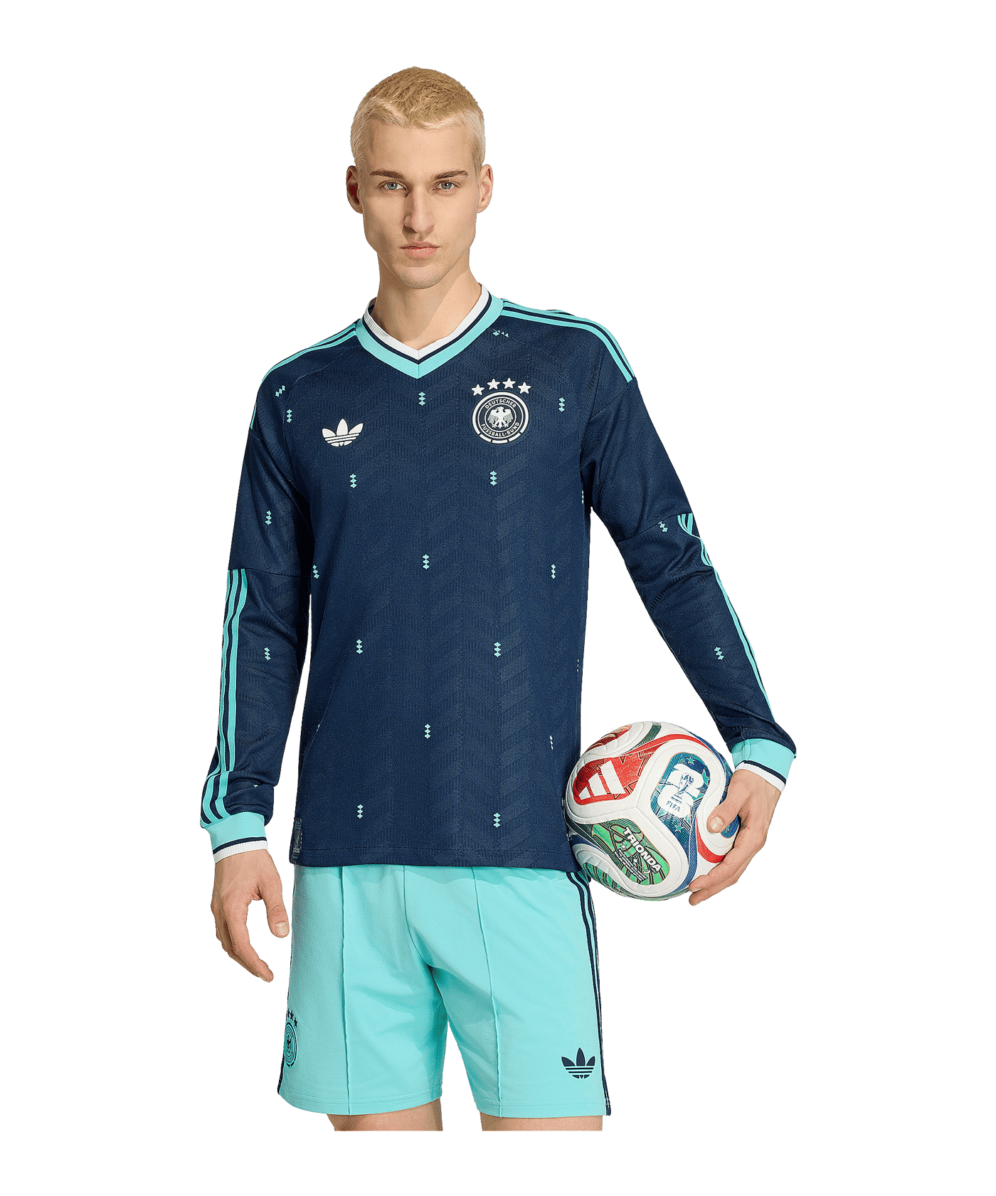 adidas DFB Deutschland Authentic Trikot Langarm Away WM 2026 Blau - blau
