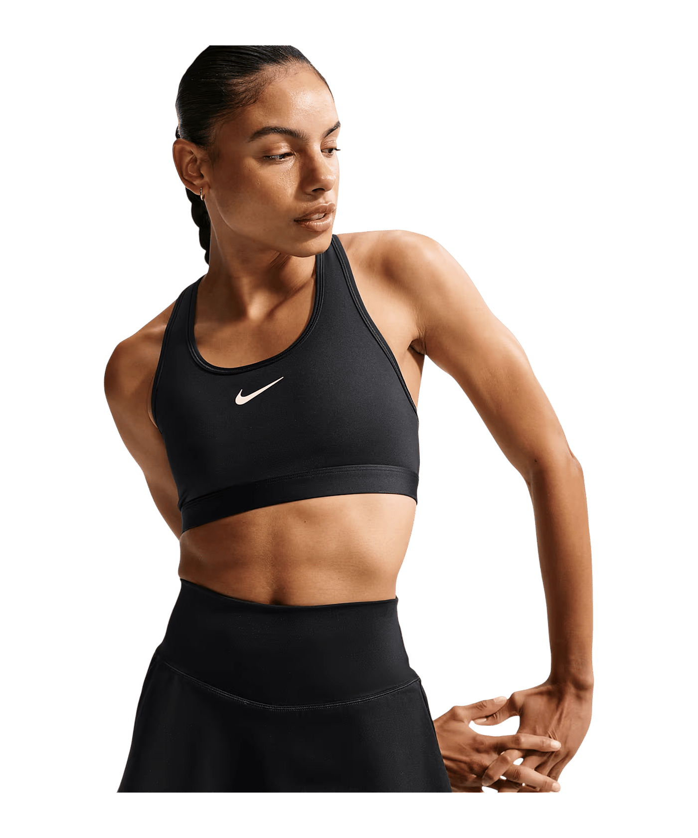 Nike Swoosh Medium Support Sport-BH Damen Schwarz F010 - schwarz