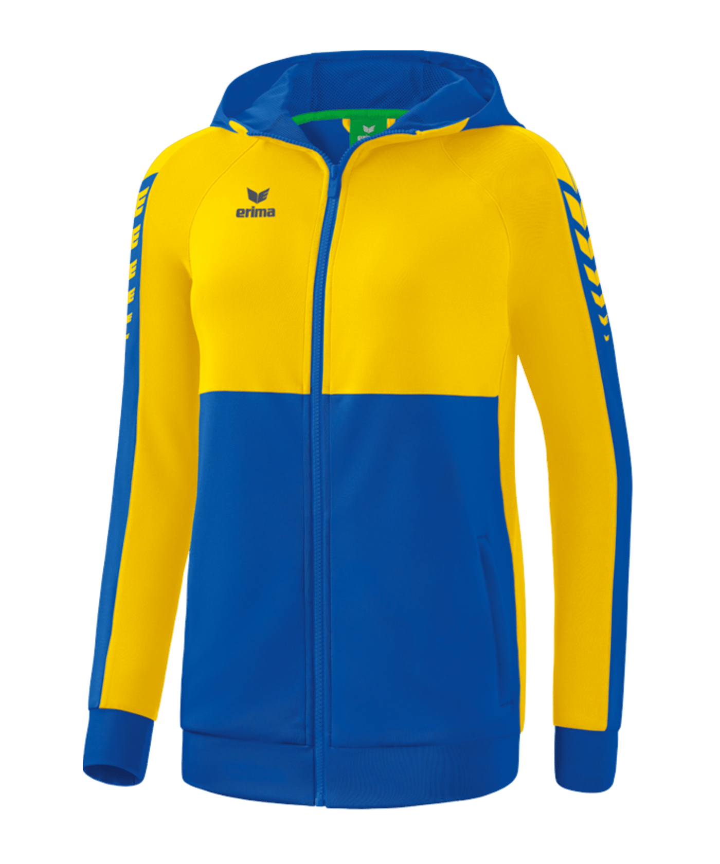 Erima Six Wings Kapuzenjacke Damen Blau Gelb - blau