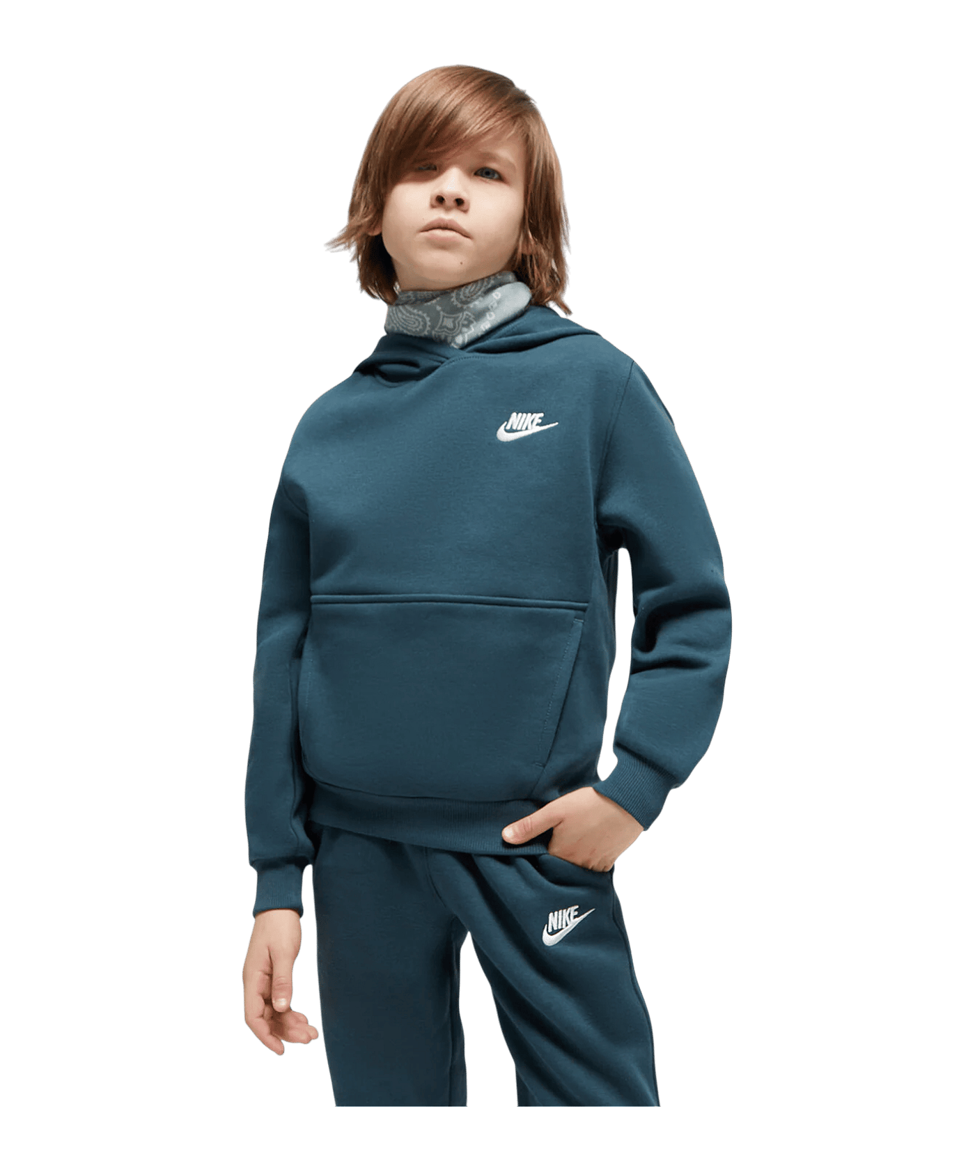 Nike Club Fleece Hoody Kids Grün F328 - gruen