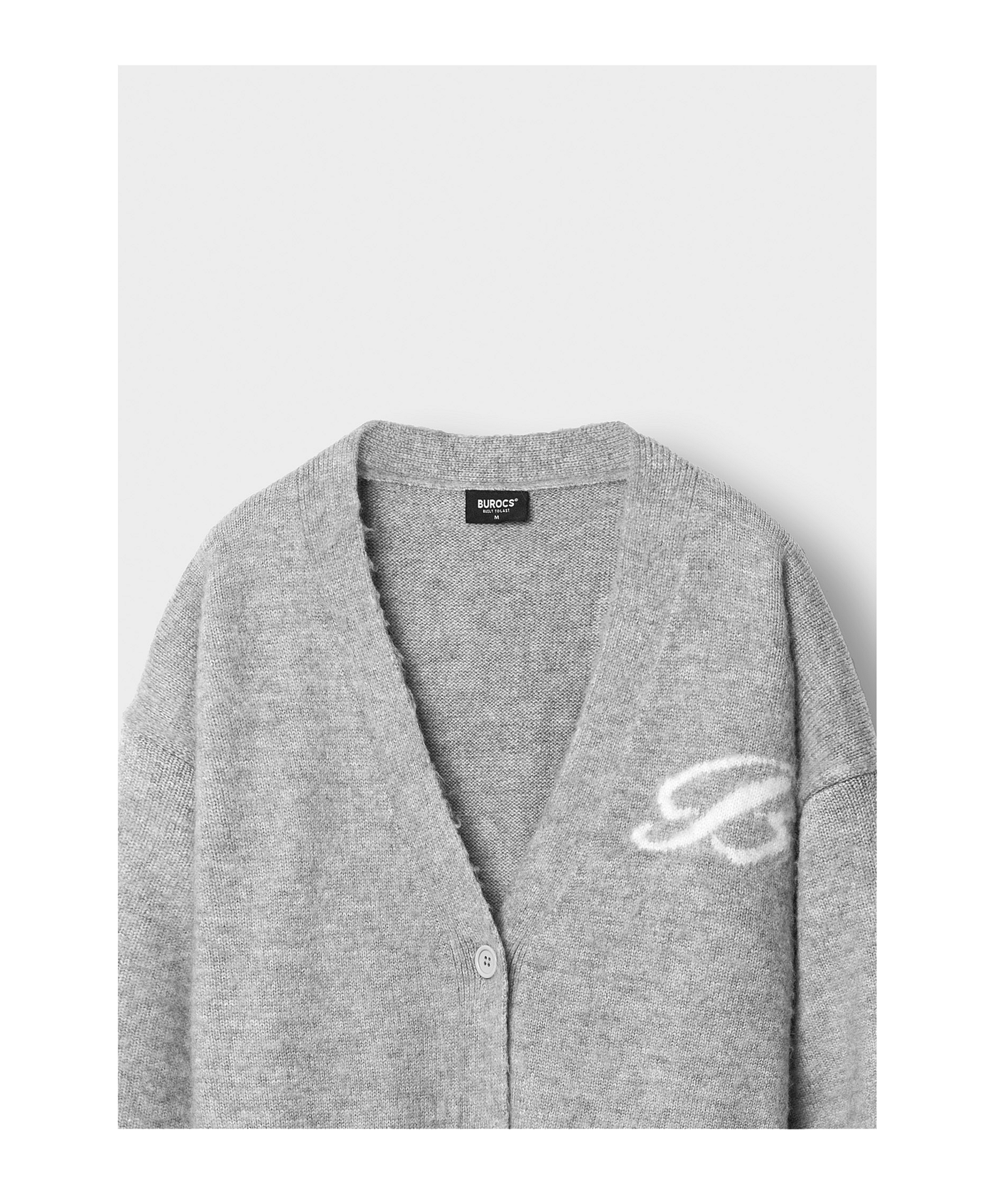 Burocs Fuzzy Jacquard Cardigan Jacke Grau - grau