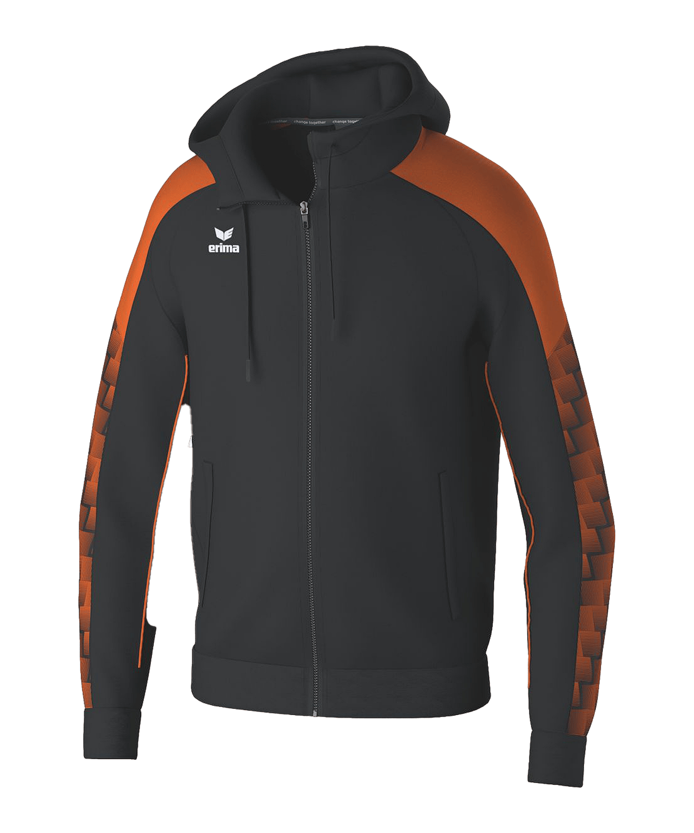 Erima Evo Star Kapuzenjacke Schwarz Fschwarzorange - schwarz