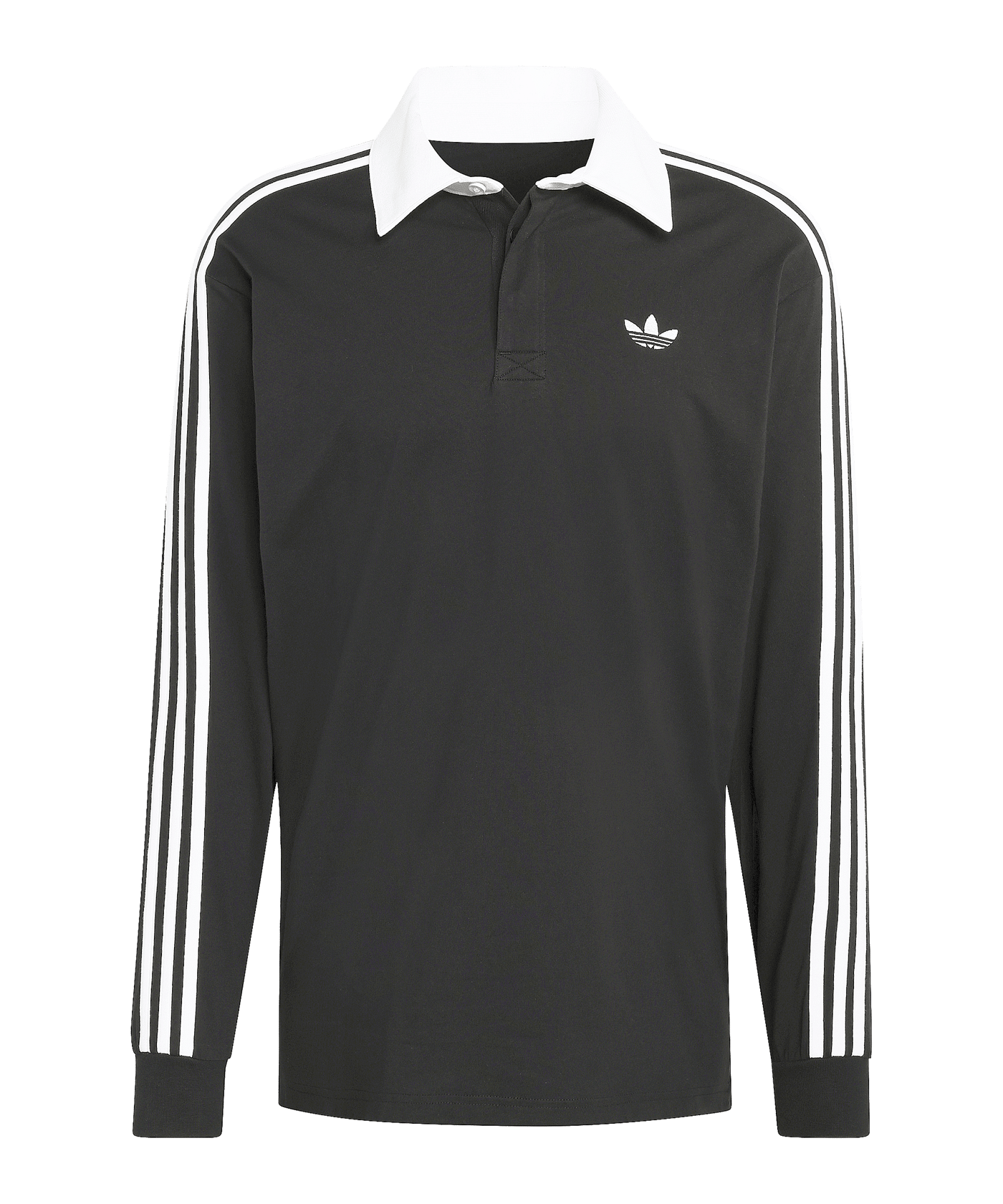 adidas 3 Stripes Longsleeve Polo Schwarz - schwarz