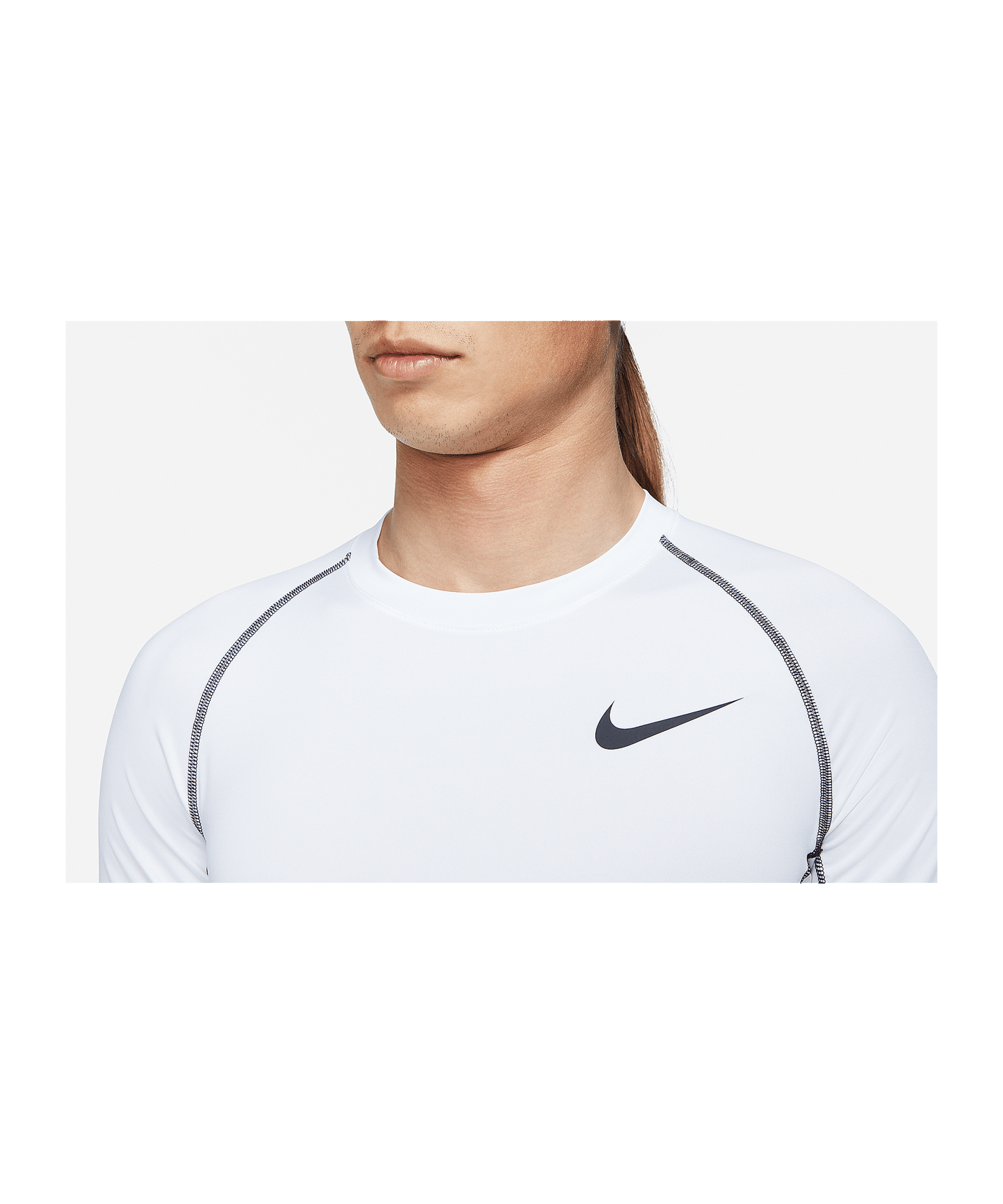 Nike Pro Longsleeve Weiss Schwarz F100 - weiss