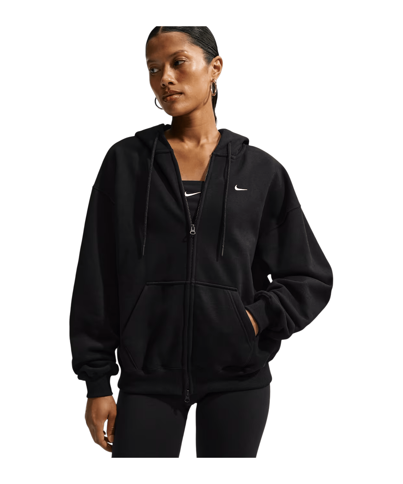 Nike Studio Fleece Kapuzenjacke Damen Schwarz - schwarz