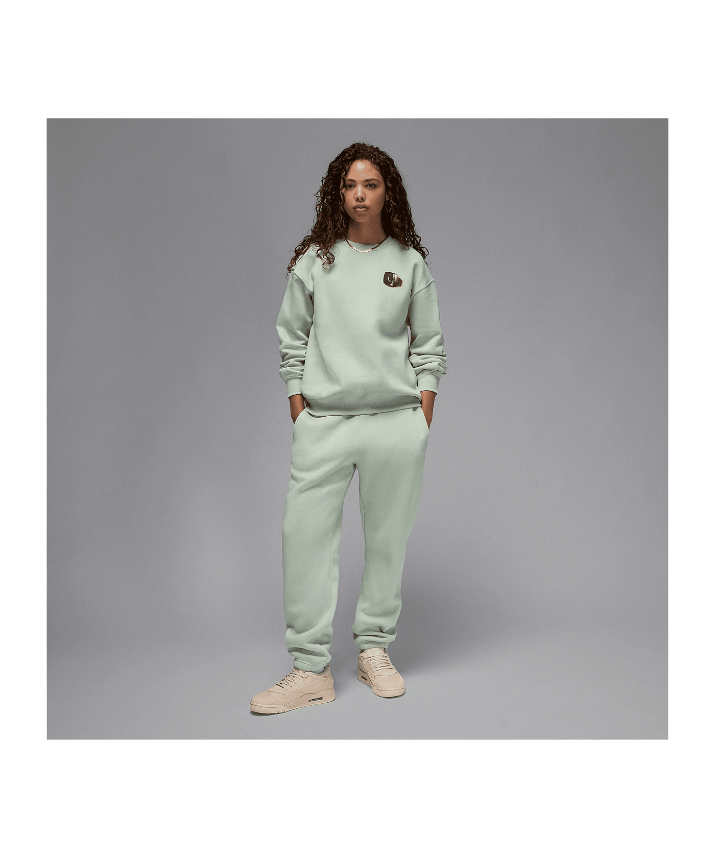 Jordan Brooklyn Fleece Crewneck Sweatshirt Damen Grün F017 - gruen