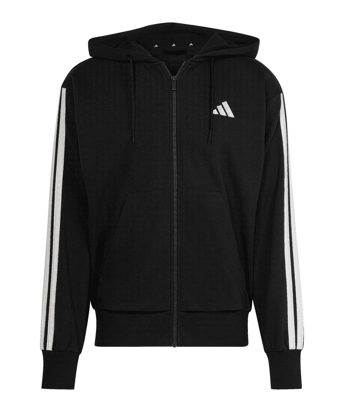 adidas Essentials 3 Stripes Kapuzenjacke Schwarz Hoodie Black - schwarz