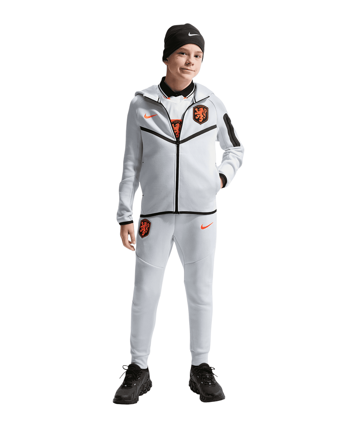Nike KNVB Niederlande Tech Fleece Kapuzenjacke Kids Grau F025 - grau