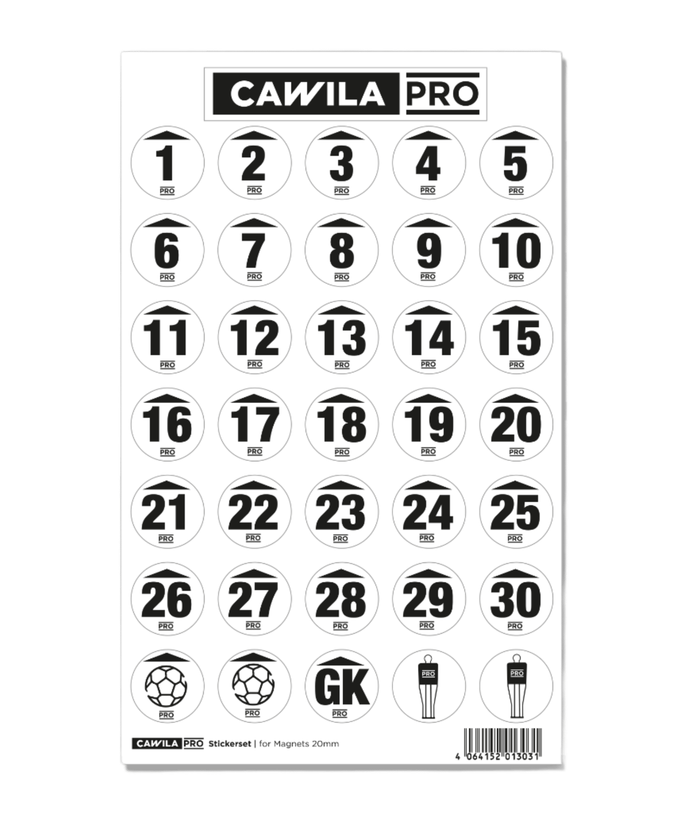 Cawila PRO Stickerset Rückennummer 20mm Schwarz - schwarz