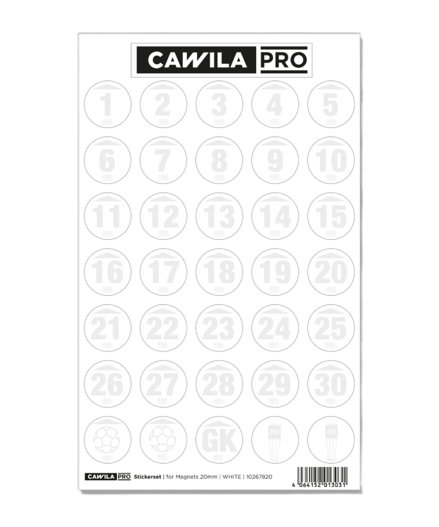 Cawila PRO Stickerset Rückennummer 20mm Weiss - weiss