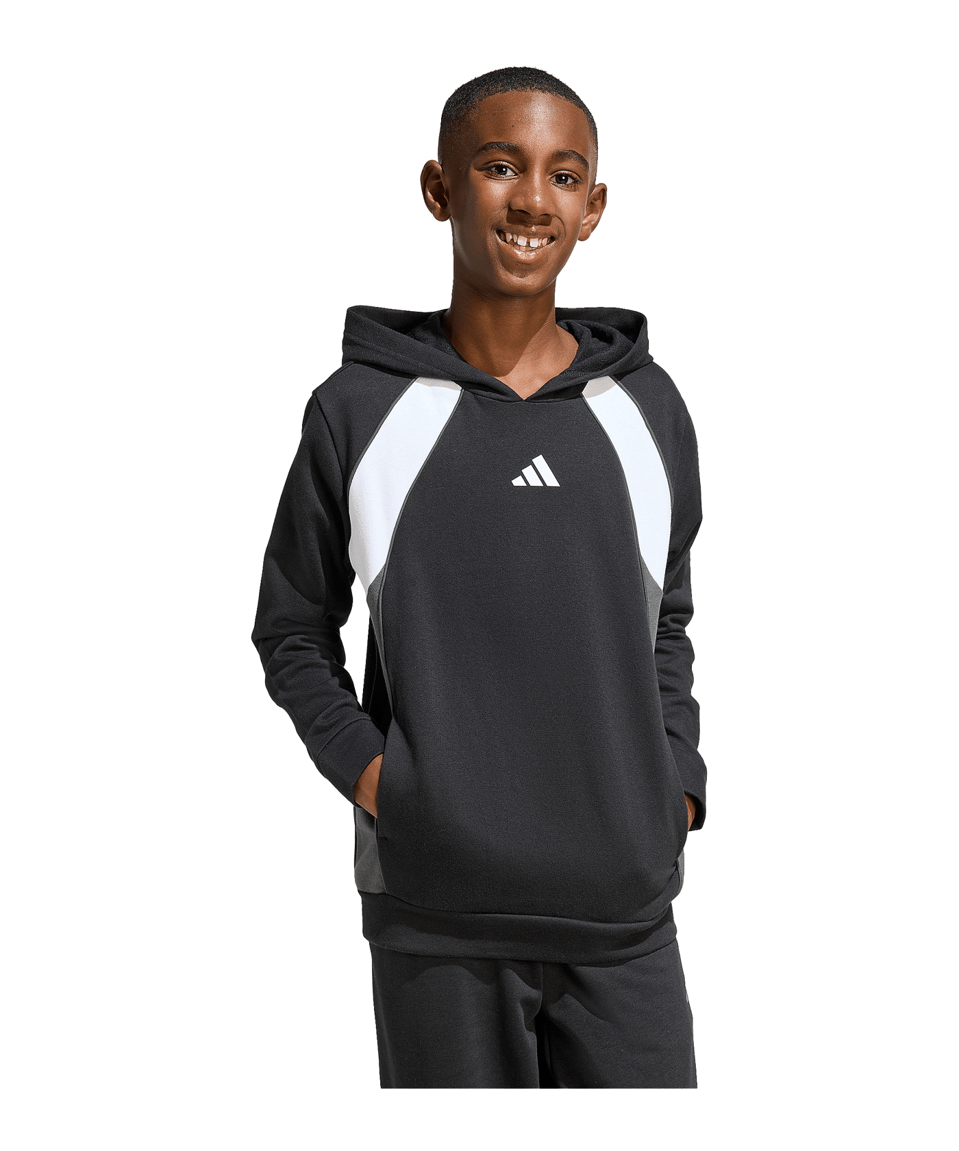 adidas Color Block Hoody Kids Schwarz - schwarz