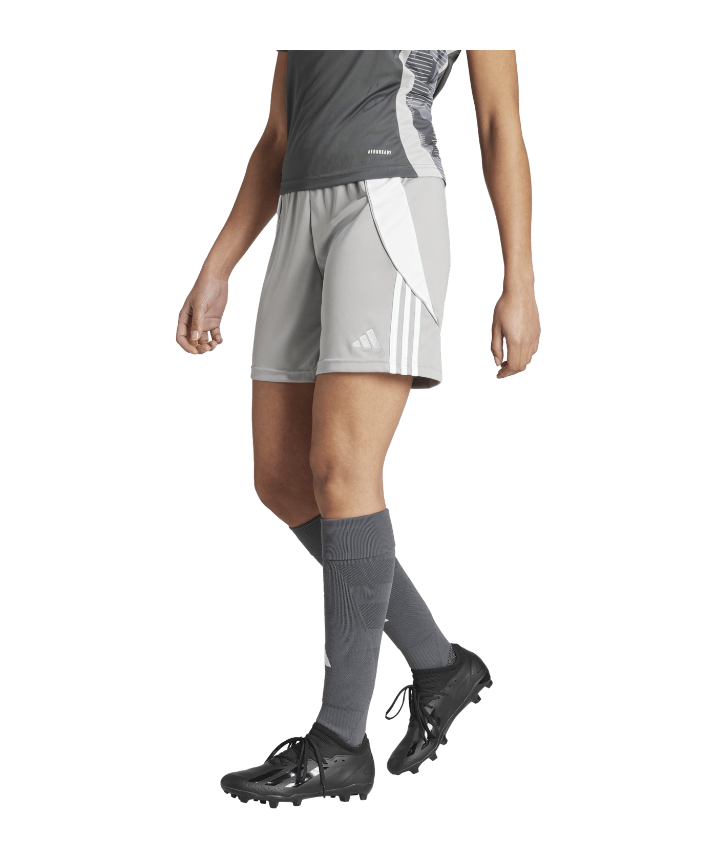 adidas Tiro 24 Short Damen Grau Weiss - grau
