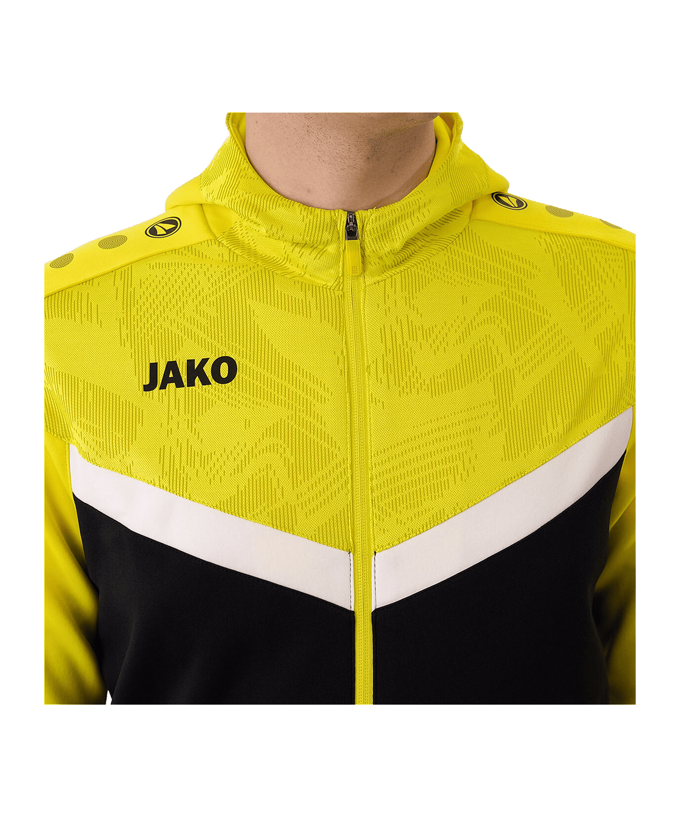 JAKO Iconic Kapuzenjacke Schwarz Gelb F808 - schwarz