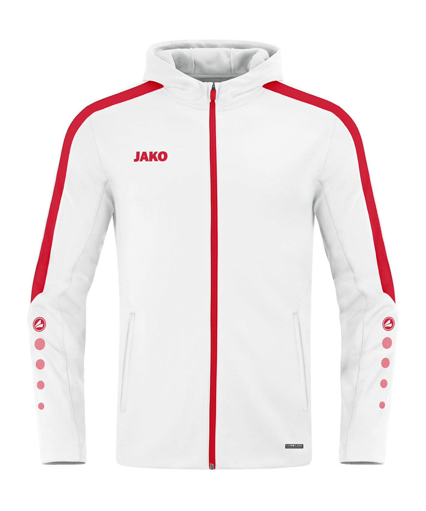 JAKO Power Kapuzenjacke Weiss Rot F004 - weiss