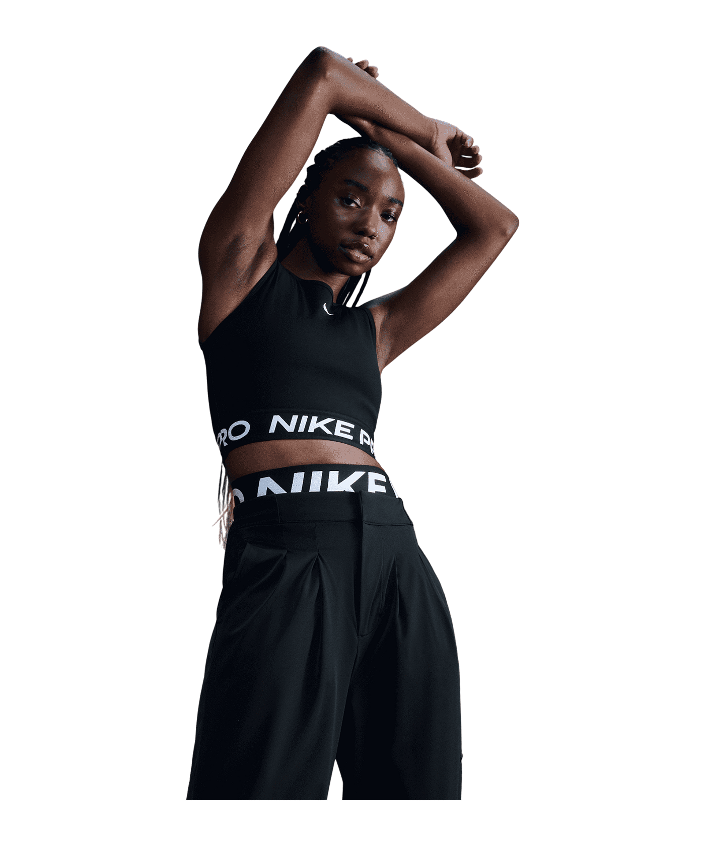 Nike Pro 365 Crop Tanktop Damen Schwarz F010 - schwarz