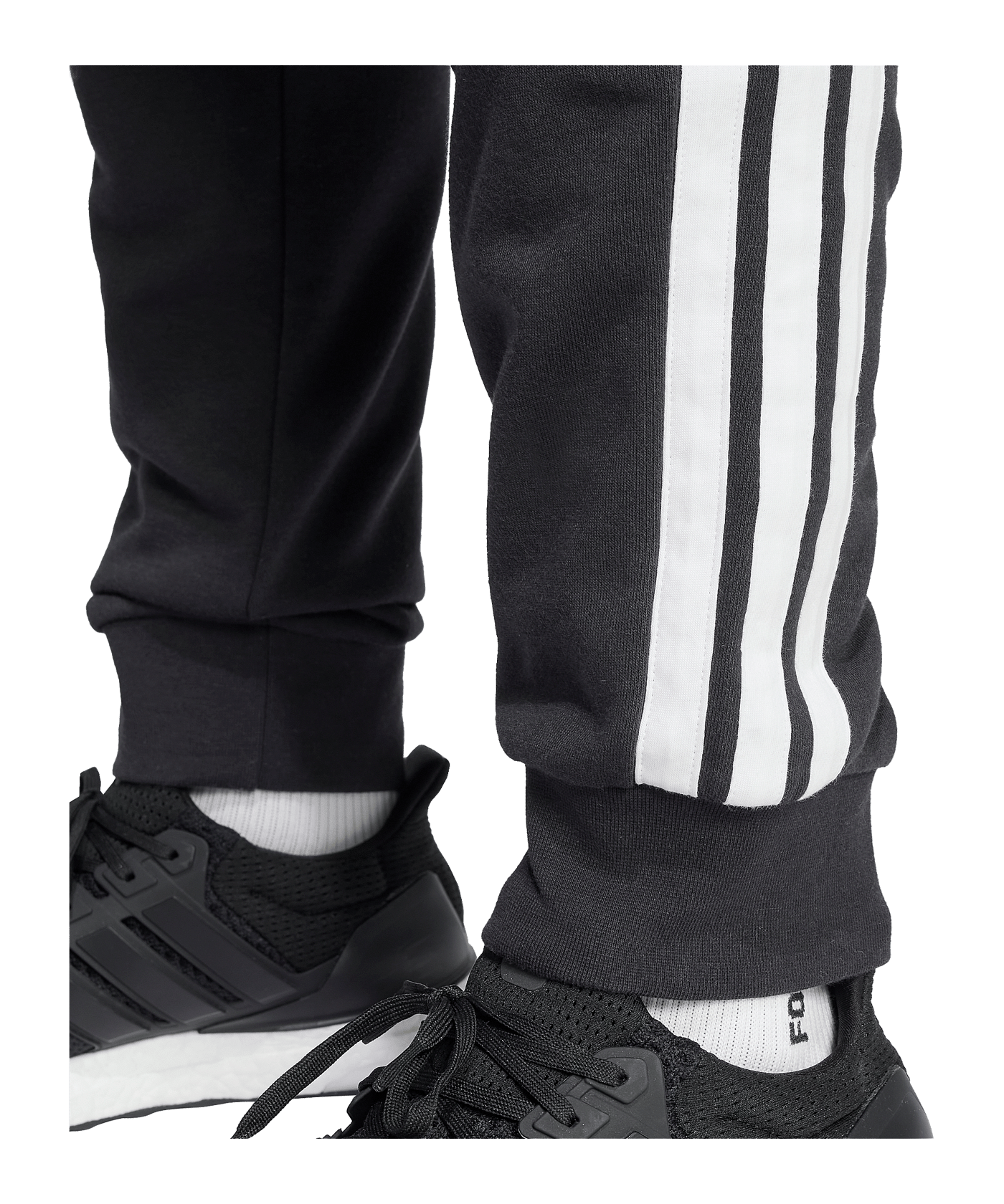 adidas Essentials 3 Stripes Jogginghose Schwarz Black - schwarz