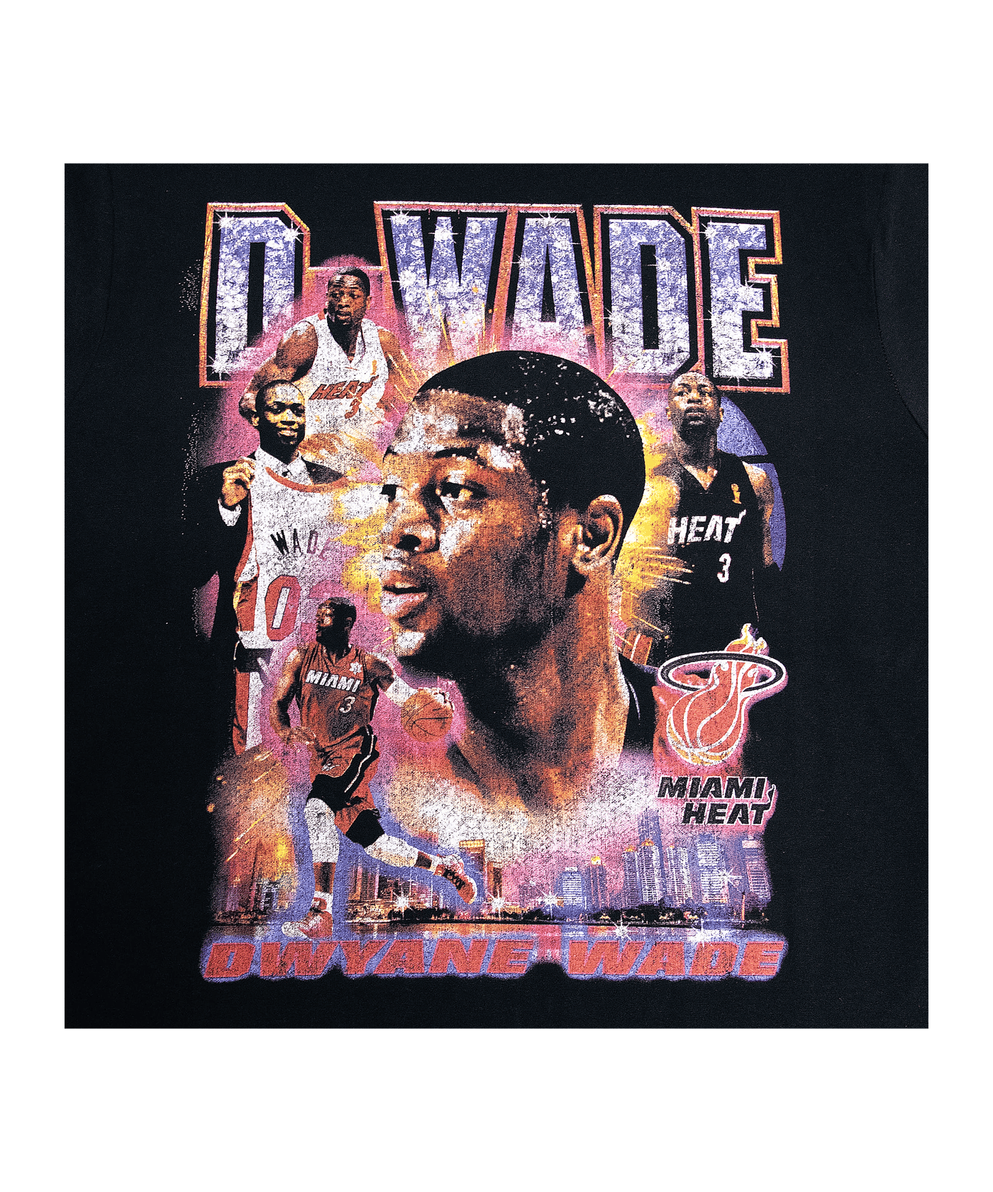 Mitchell and Ness NBA Miami Heat Vintage Wade T-Shirt Schwarz - schwarz