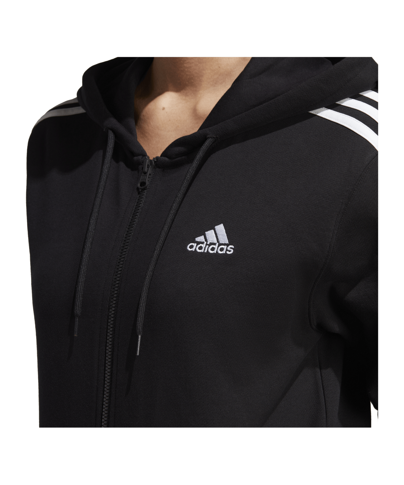 adidas 3S Kapuzenjacke Damen Schwarz Weiss - schwarz