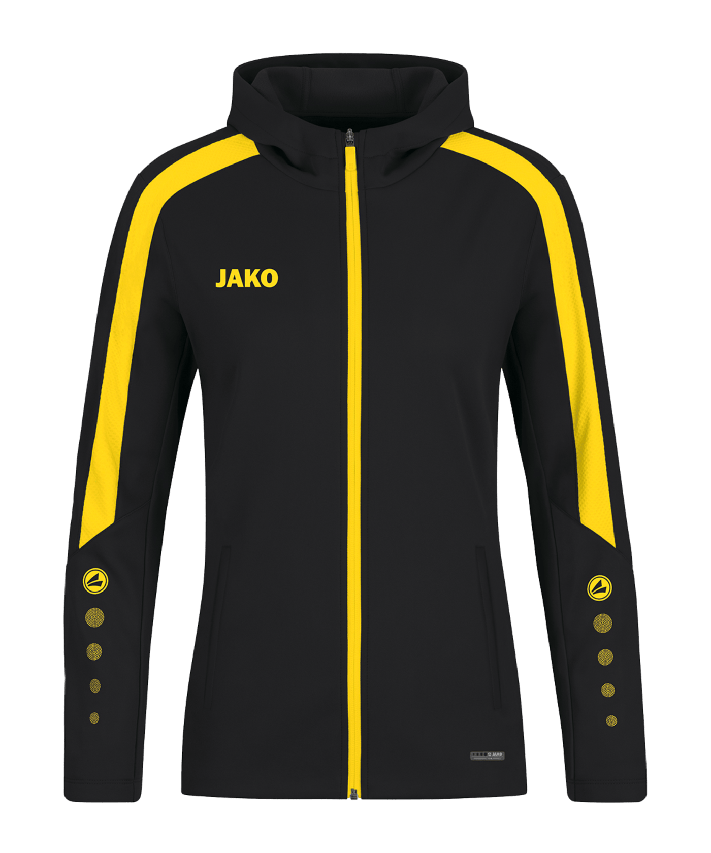 JAKO Power Kapuzenjacke Damen Schwarz Gelb F803 - schwarz