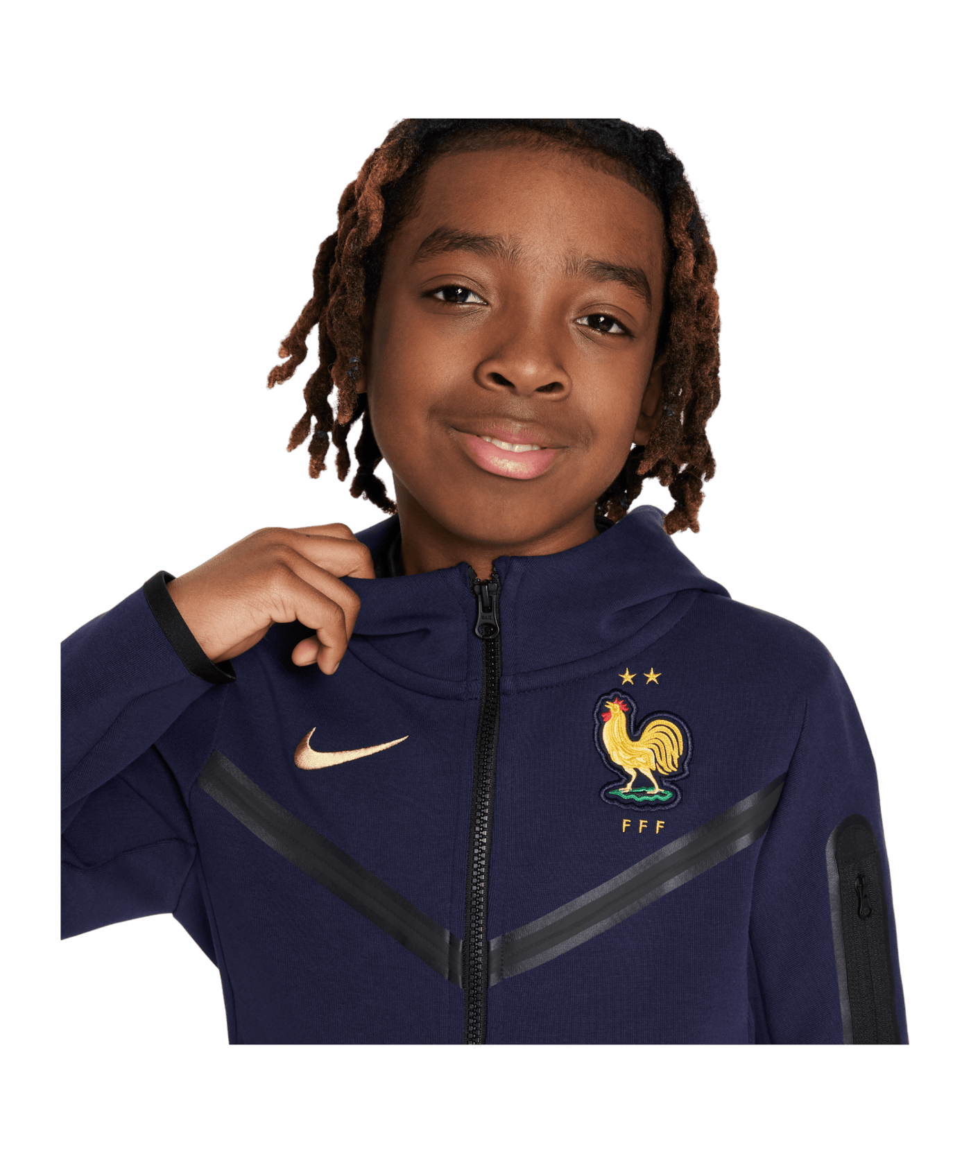 Nike Frankreich Tech Fleece Kapuzenjacke EM 2024 Kids Blau F498 - blau