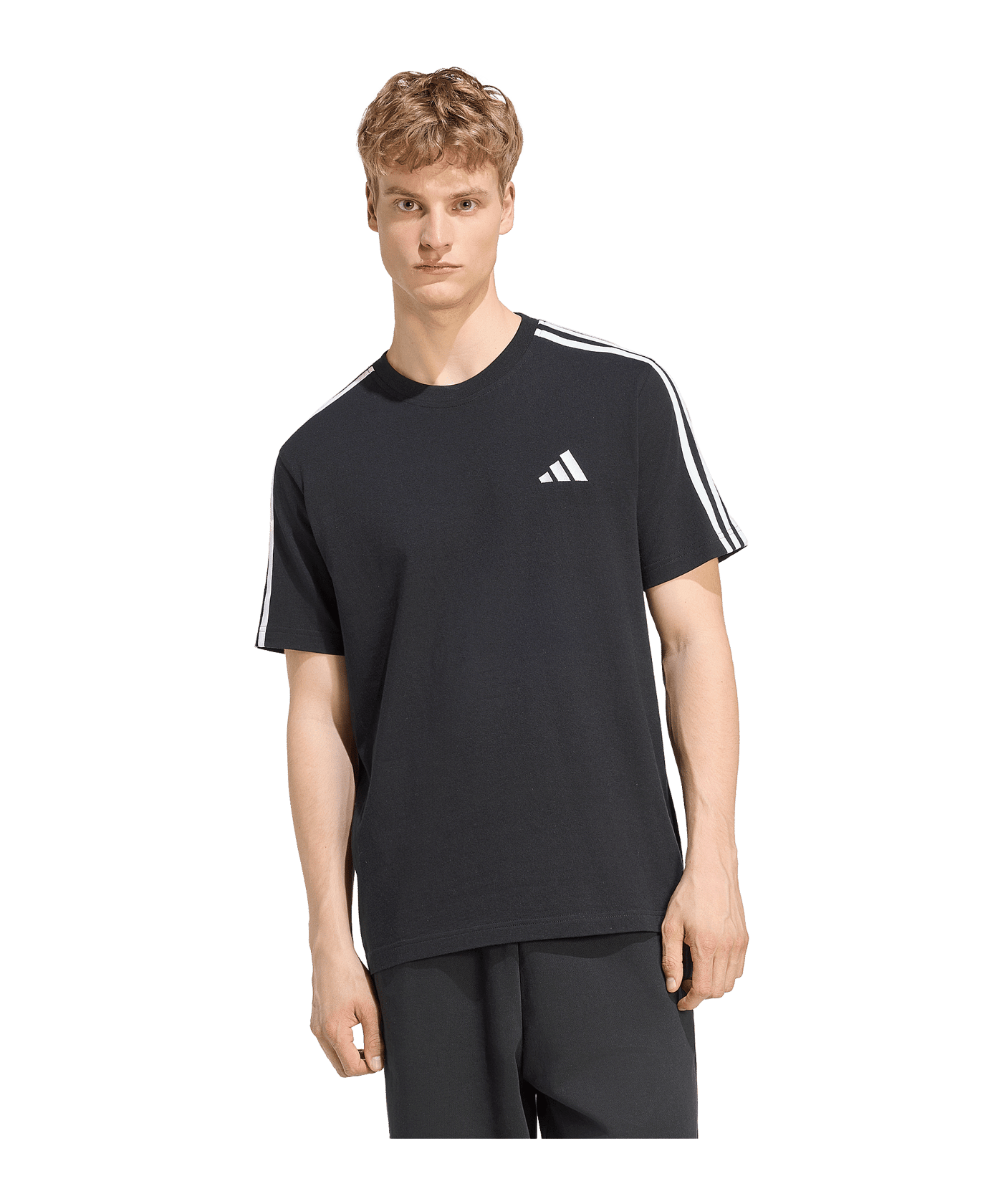 adidas Essentials 3-Stripes Single Jersey Left Chest Branded T-Shirt Schwarz - schwarz