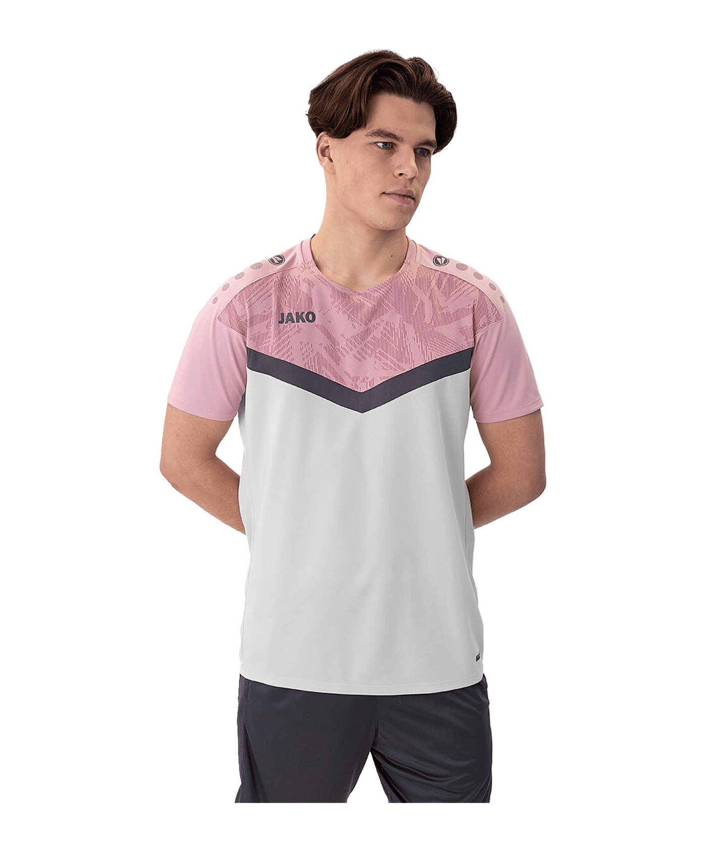 JAKO Iconic T-Shirt Grau Pink F851 - grau
