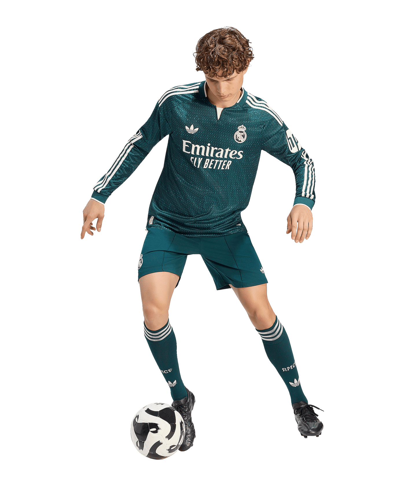 adidas Real Madrid Authentic Trikot Langarm Away 2026/2027 Grün - gruen