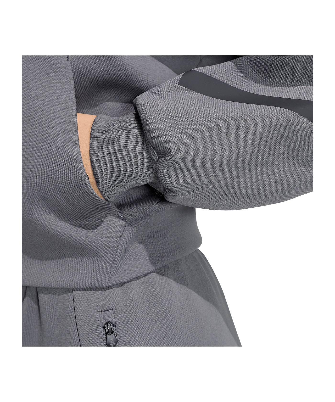 adidas Cropped Kapuzenjacke Damen Grau - grau