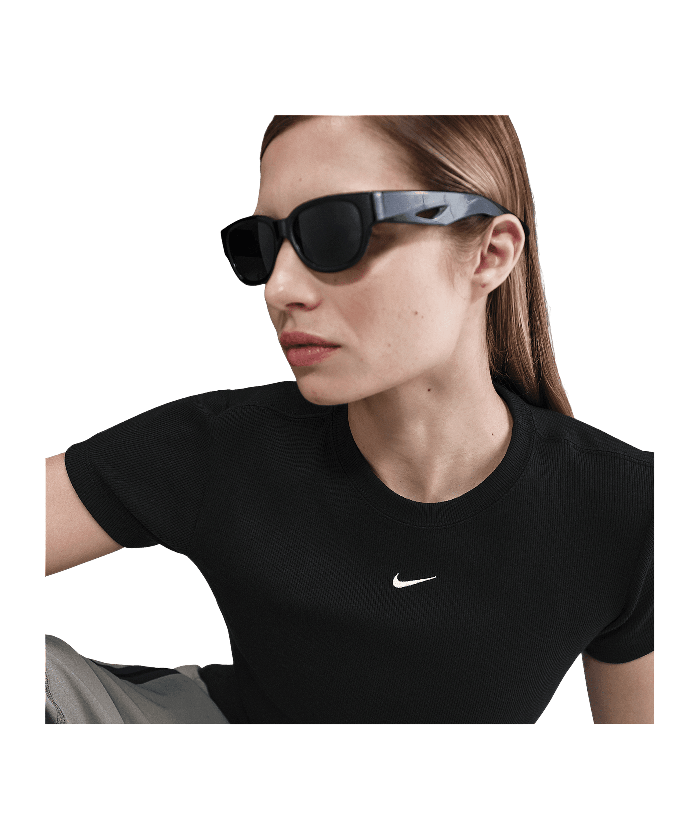 Nike NSW Rib T-Shirt Damen Schwarz F010