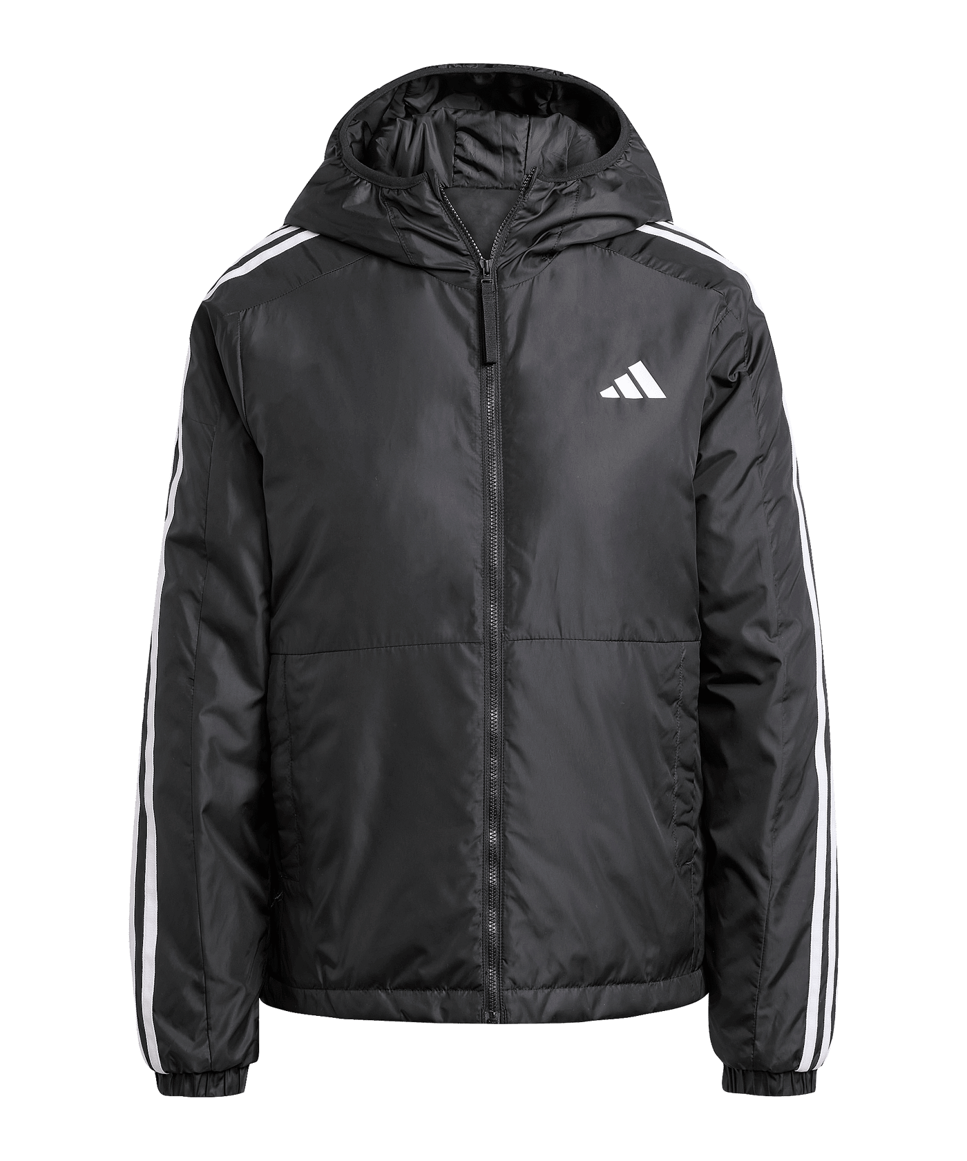 adidas Essentials 3-Stripes Kapuzenjacke Schwarz - schwarz