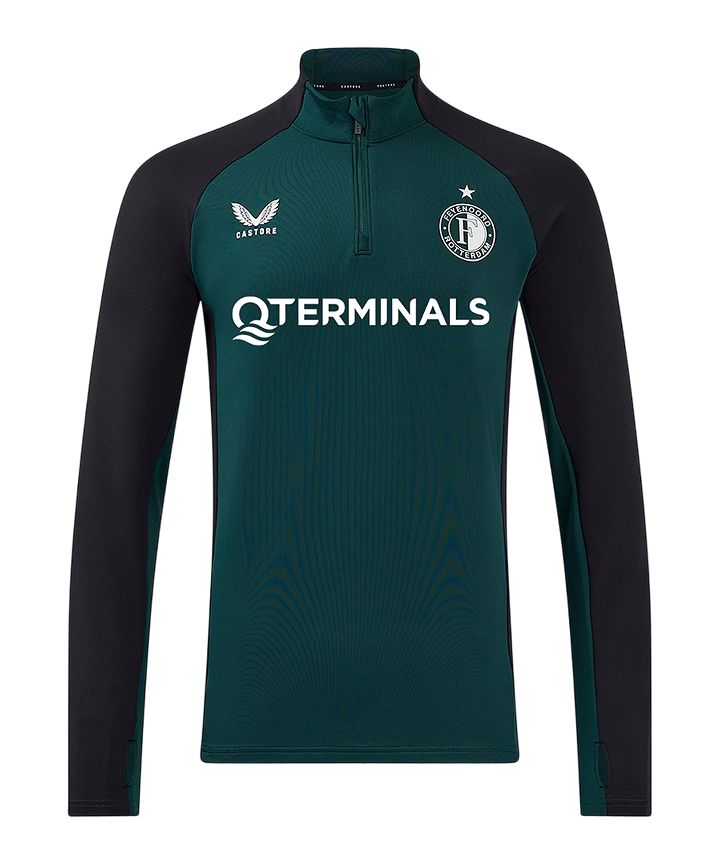 Castore Feyenoord Rotterdam Rise Pro Players 1/4 Zip Sweatshirt Kids Grün F107 - gruen