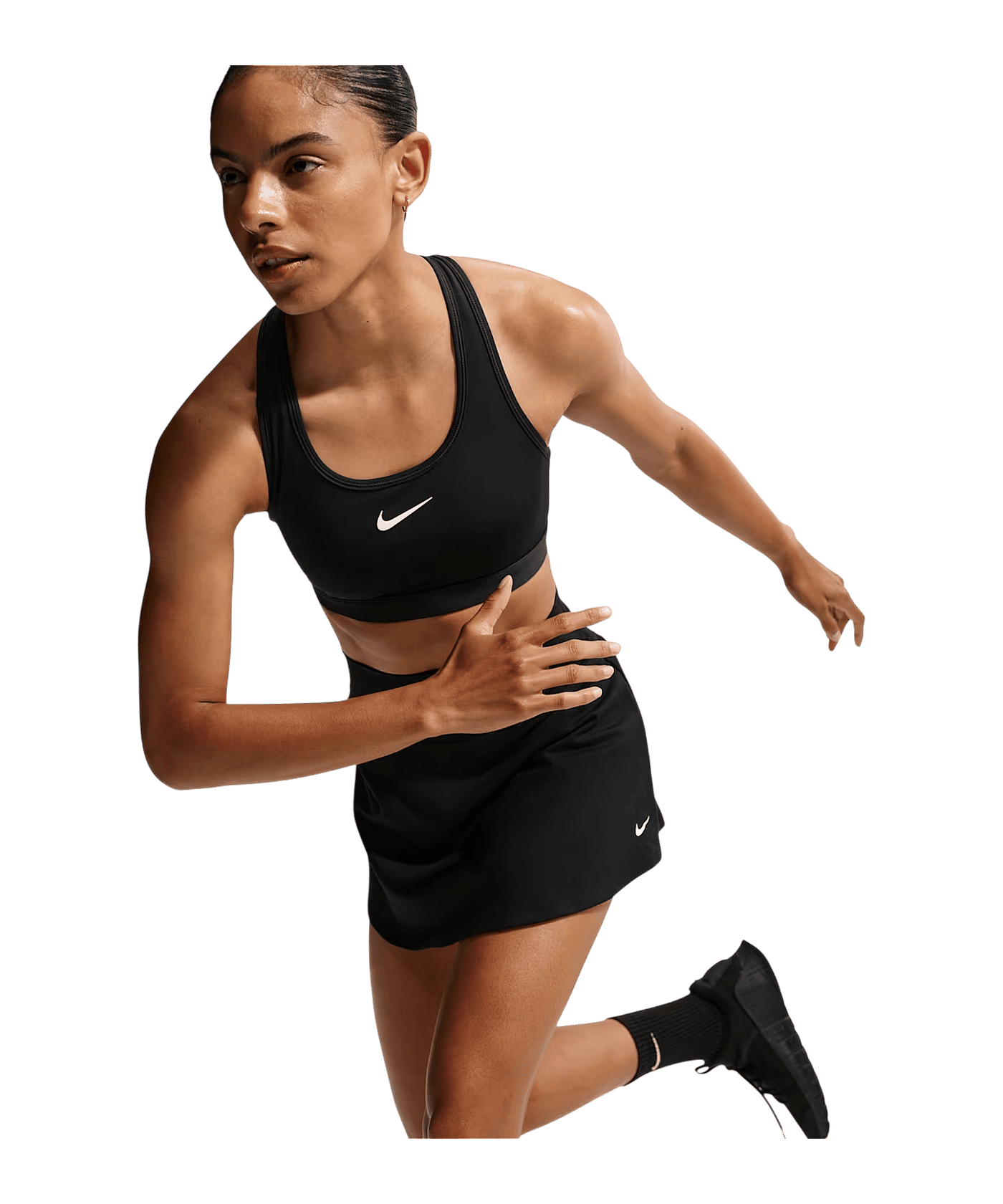 Nike Swoosh Medium Support Sport-BH Damen Schwarz F010 - schwarz