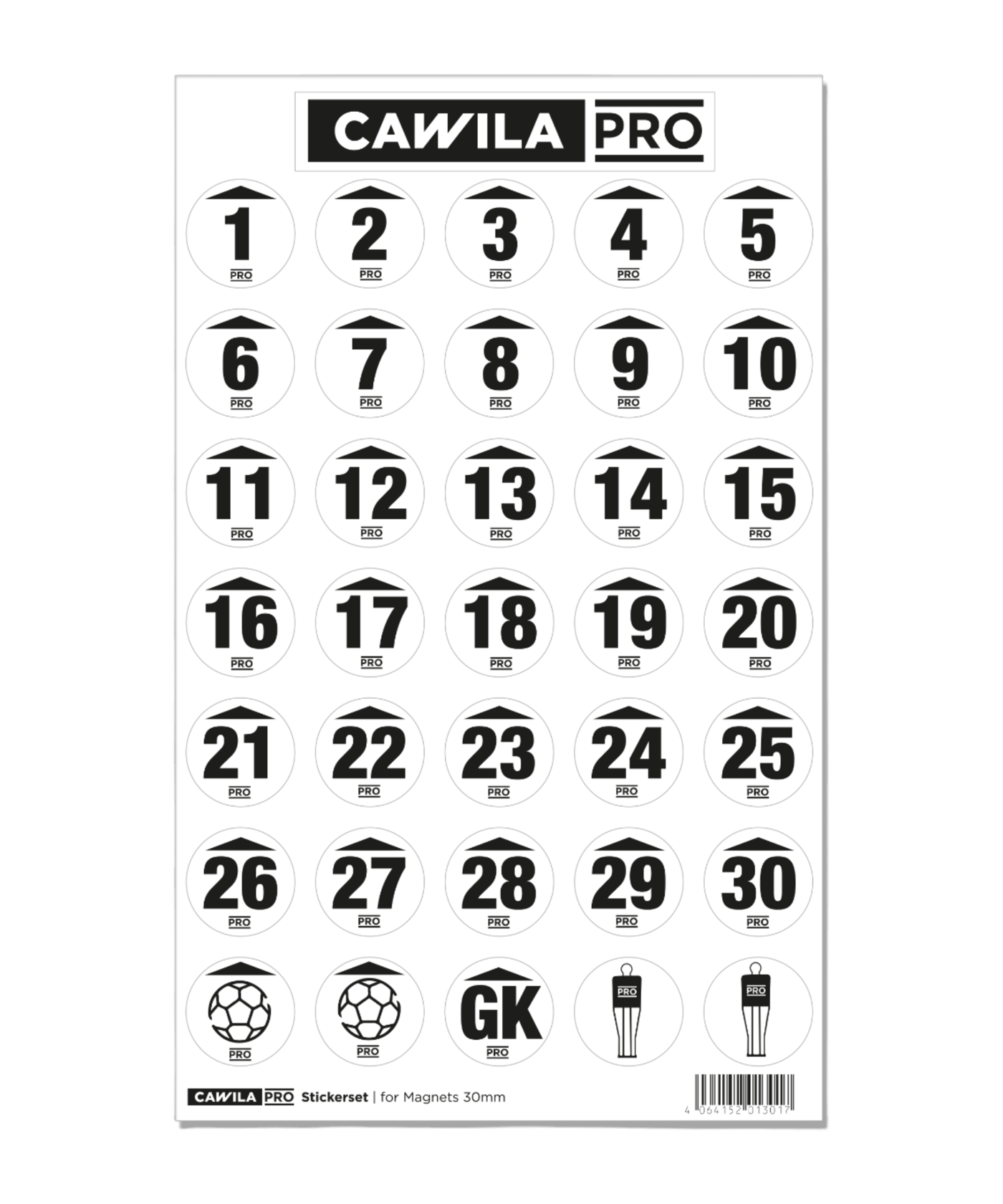 Cawila PRO Stickerset Rückennummer 30mm Schwarz - schwarz