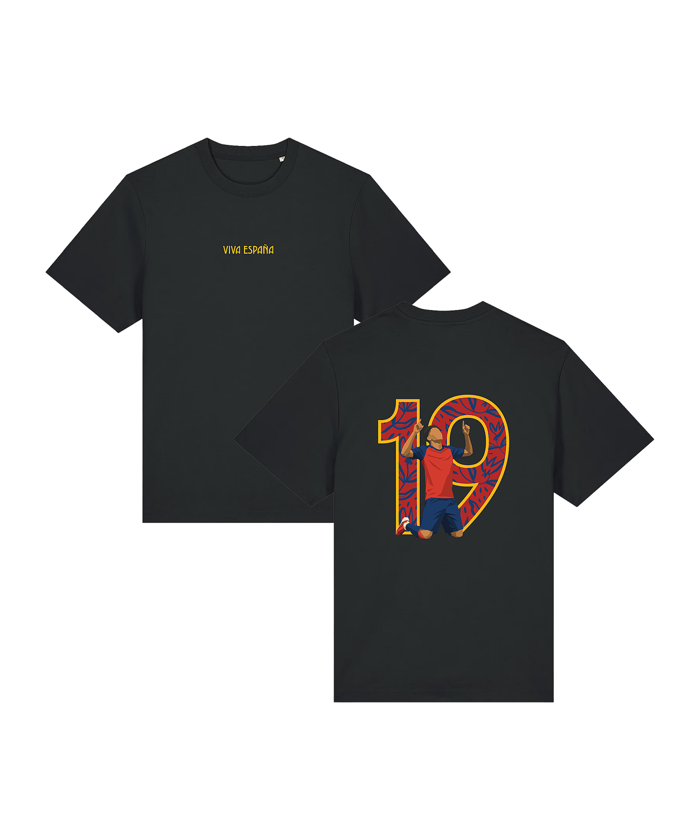 11teamsports Spanien "VIVA ESPANA" T-Shirt WM 2026 Schwarz - schwarz