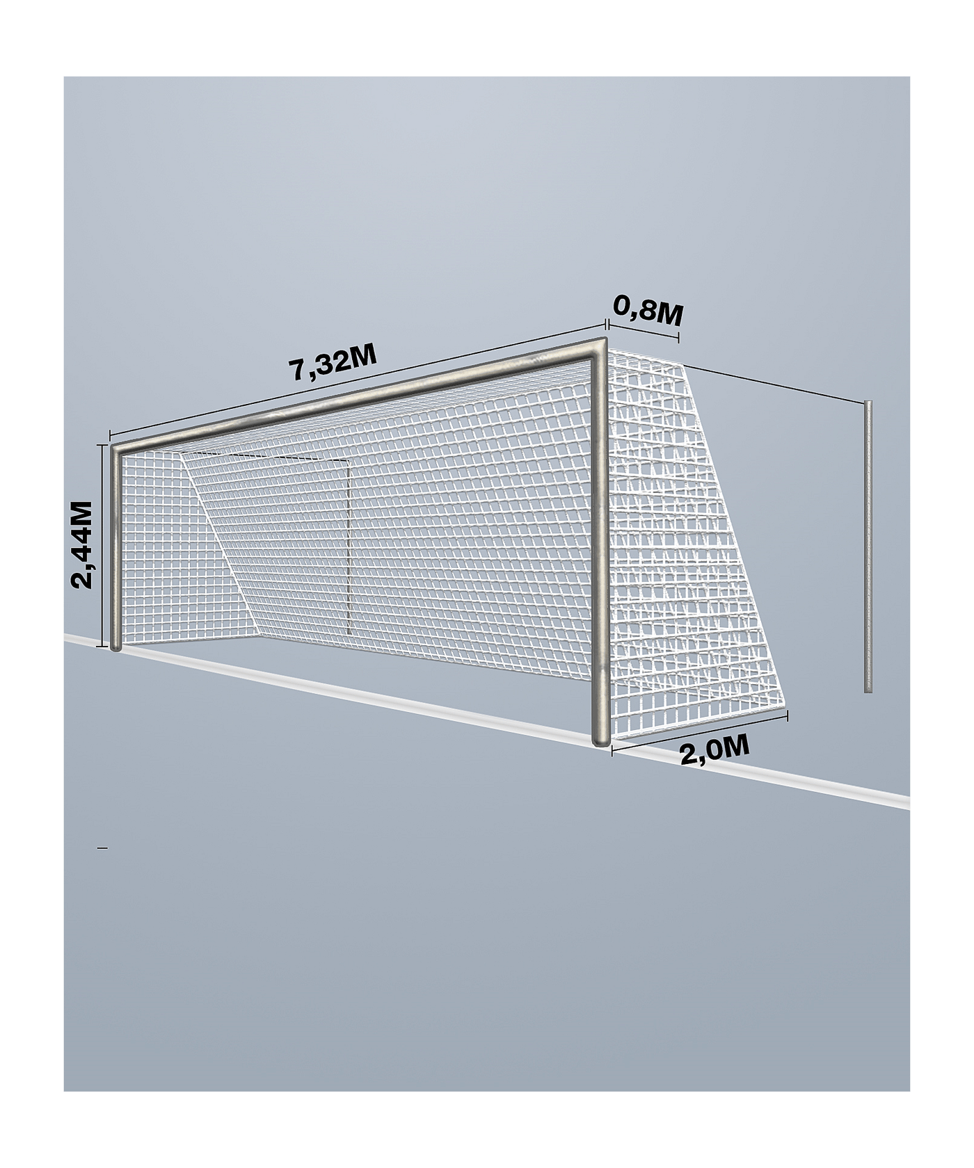Cawila Tornetz 7,50x2,50m | Tiefe 0,8x2,0m - weiss