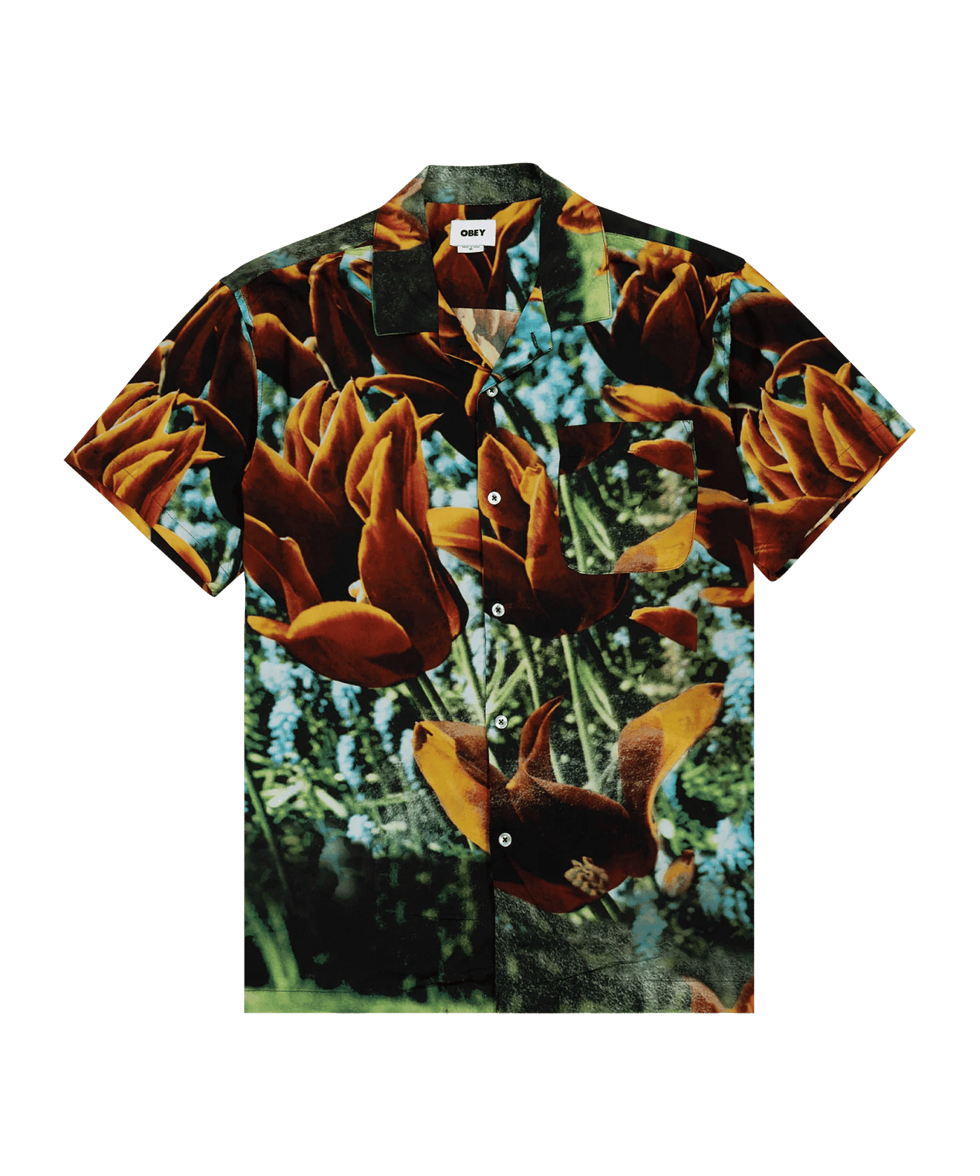 Obey Bloom Woven Hemd Orange - orange