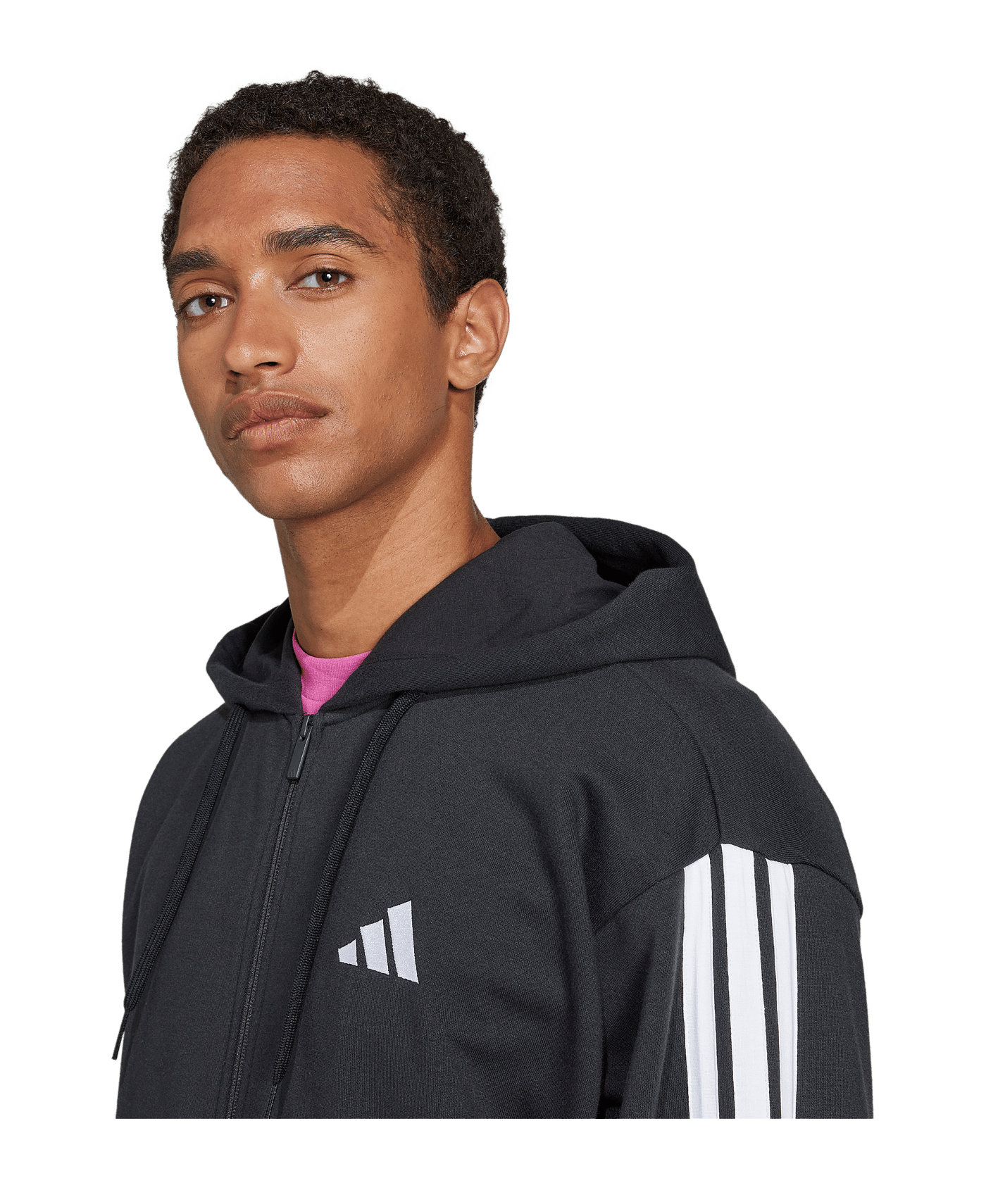 adidas Essentials 3 Stripes Kapuzenjacke Schwarz Hoodie Black - schwarz