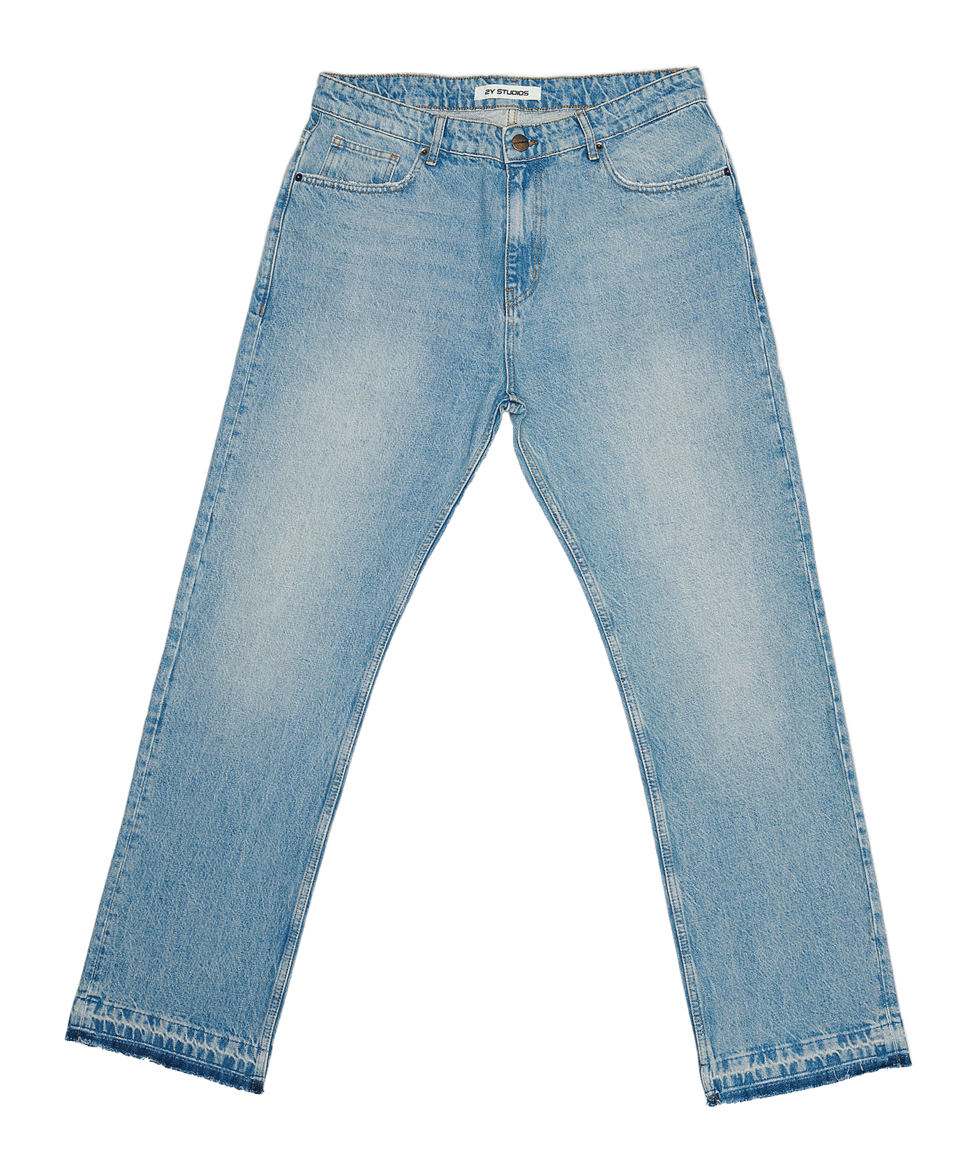 2Y-Studios Arun Open Hem Straight Jeans Hose Blau