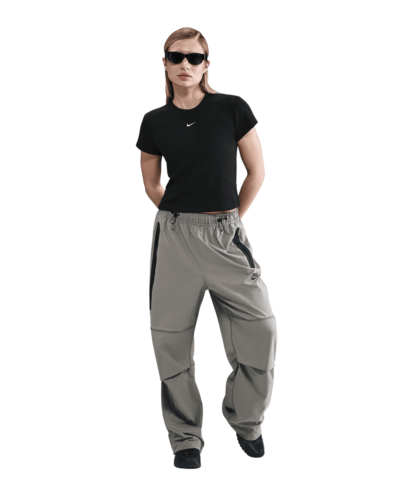Nike NSW Rib T-Shirt Damen Schwarz F010